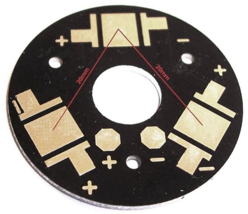 PCB redondo para 3 CREE